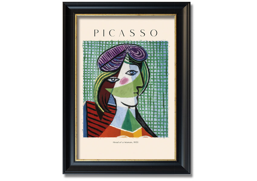 Head Of A Woman, 1935 by Picasso, printed on coated polyester canvas, mounted on a 44mm box frame, ready to hang.